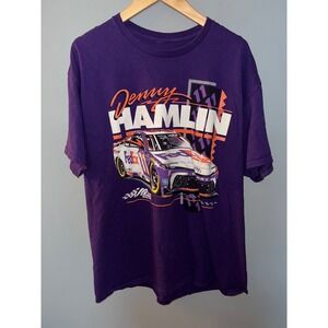 NASCAR Denny Hamlin Joe Gibbs Racing FedEx 11 Purple Graphic T-Shirt Mens XL